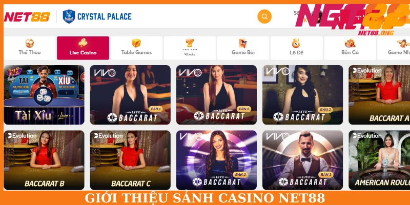 Các loại trò chơi phổ biến tại Casino NET88